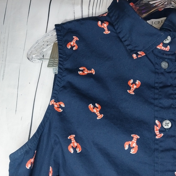 J.Crew Factory Navy Lobster Print Sleeveless Top - Picture 3 of 9